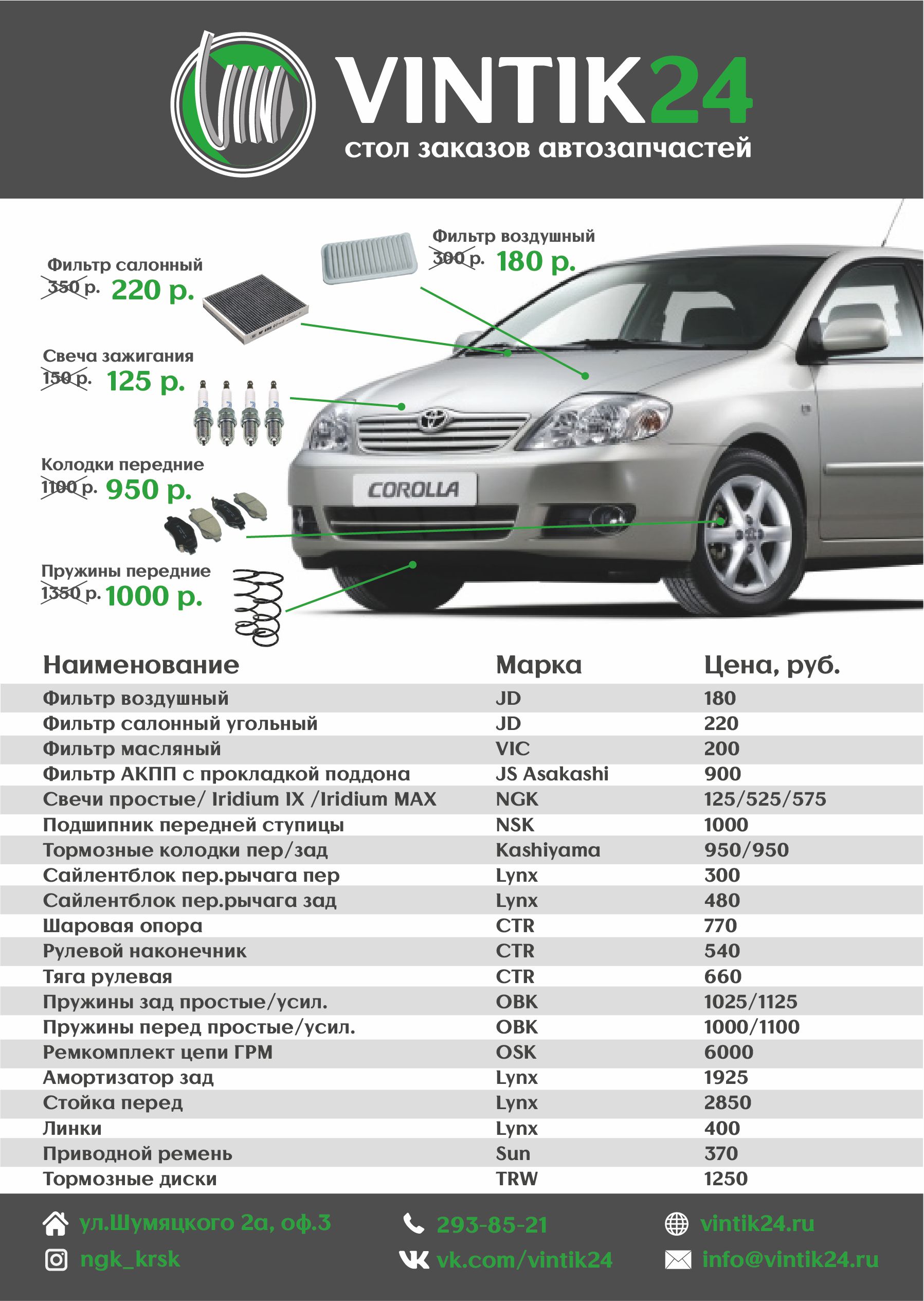 Toyota Corolla / Allex/ Runx / Fielder